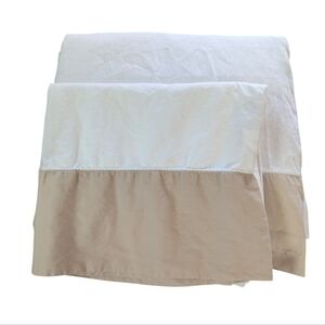 BOLL & BRANCH Colorblock Organic Cotton Sheet Set White Oak Tan Cal King